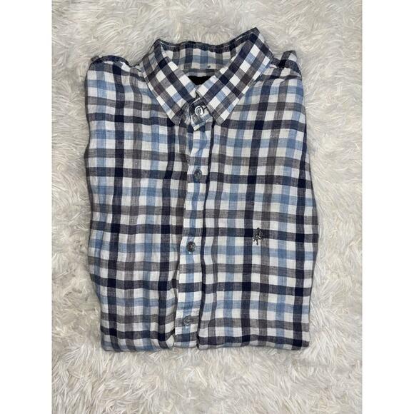 Olzen “ Standard Fit” Men’s Sz. 100 Blue Striped Button Down Linen Blend. Great - Picture 9 of 9